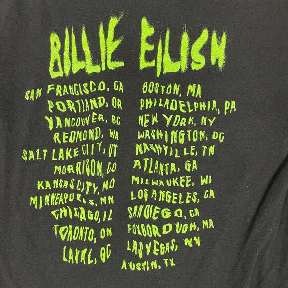 Billie Eilish Shirt Mens Medium Black Tour Concert Double Sided T-Shirt Tee - Picture 4 of 9